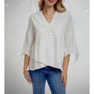 Karen Kane White Linen Blend Embroidered Floral A-Line Tunic Size L